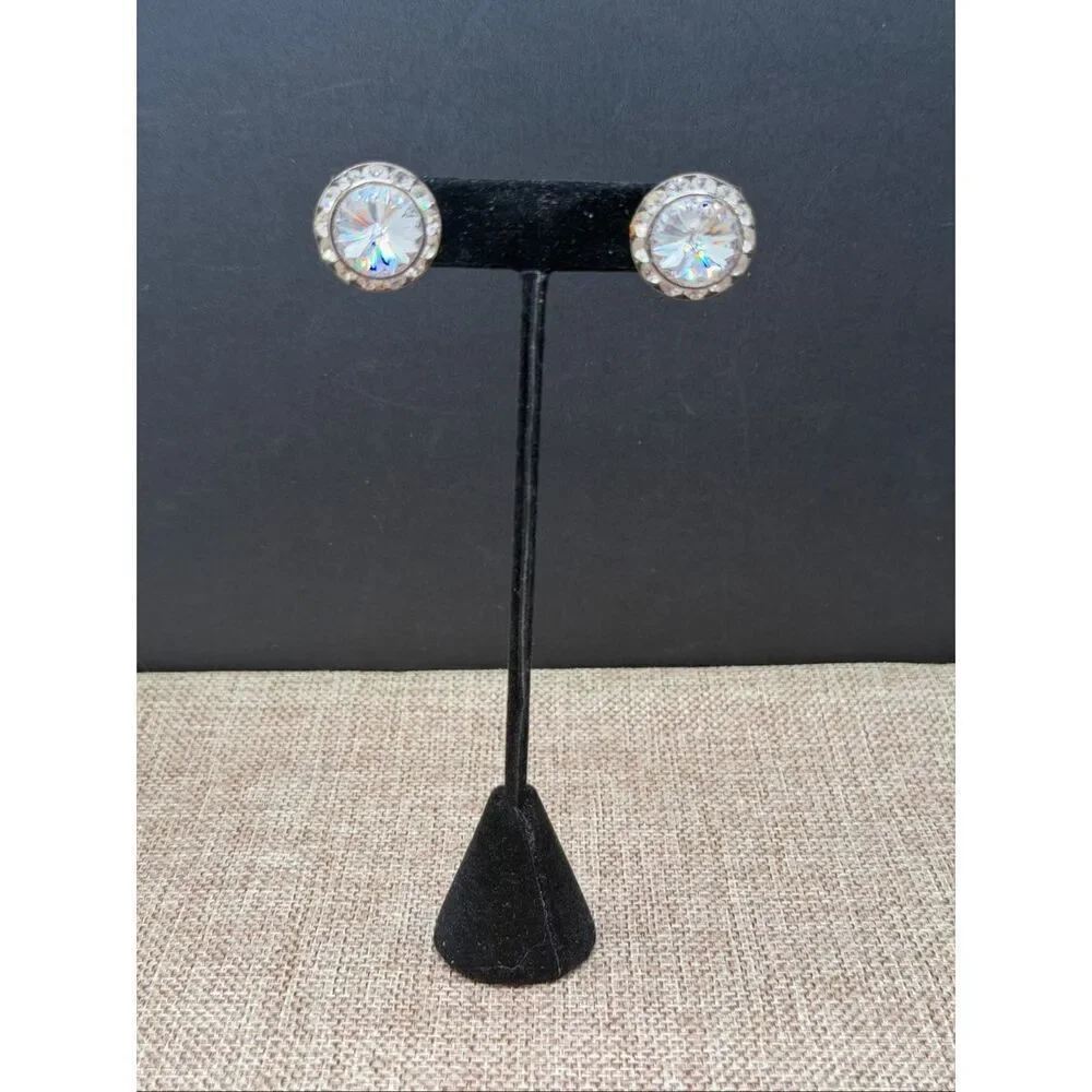Large Crystal Statement Stud Earrings Round Rhinestone Posts